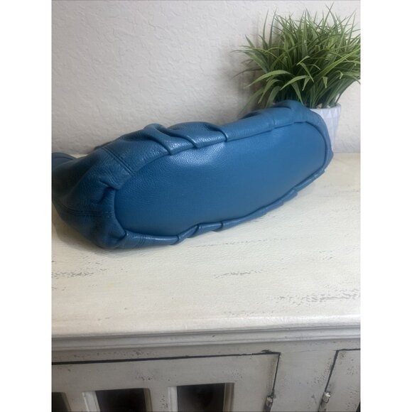 Coach Lily(2017) Teal Blue Pebbled Leather Handbag Purse Shoulder Bag - Picture 3 of 12